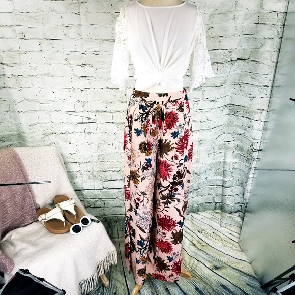 NEW Floral Palazzo Wide Leg Flowing Pants NWT S M & L - Picture 8 of 8